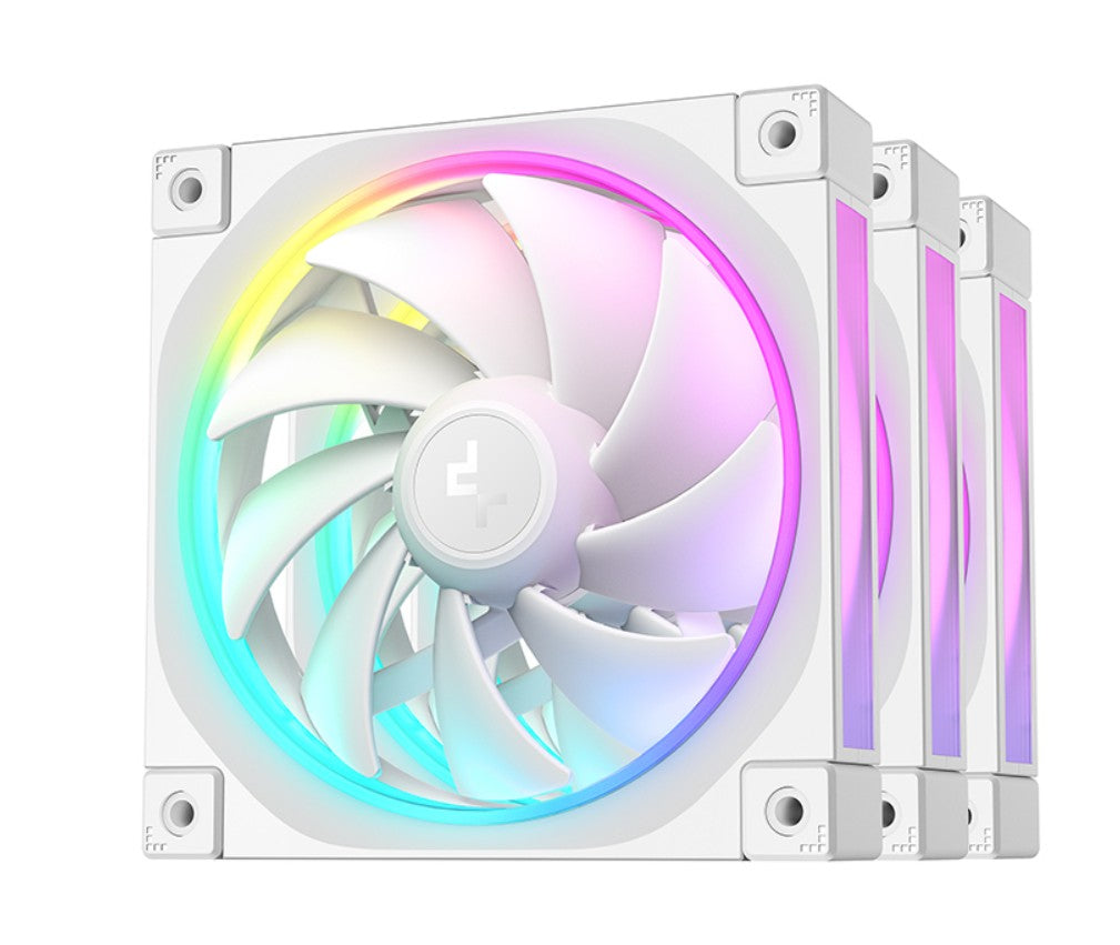 DeepCool FL12 3IN1 WH (3-Pack) 120mm Unique ARGB Fans, Low Noise, 4-pin PWM, Fluid Dynamic Bearin...