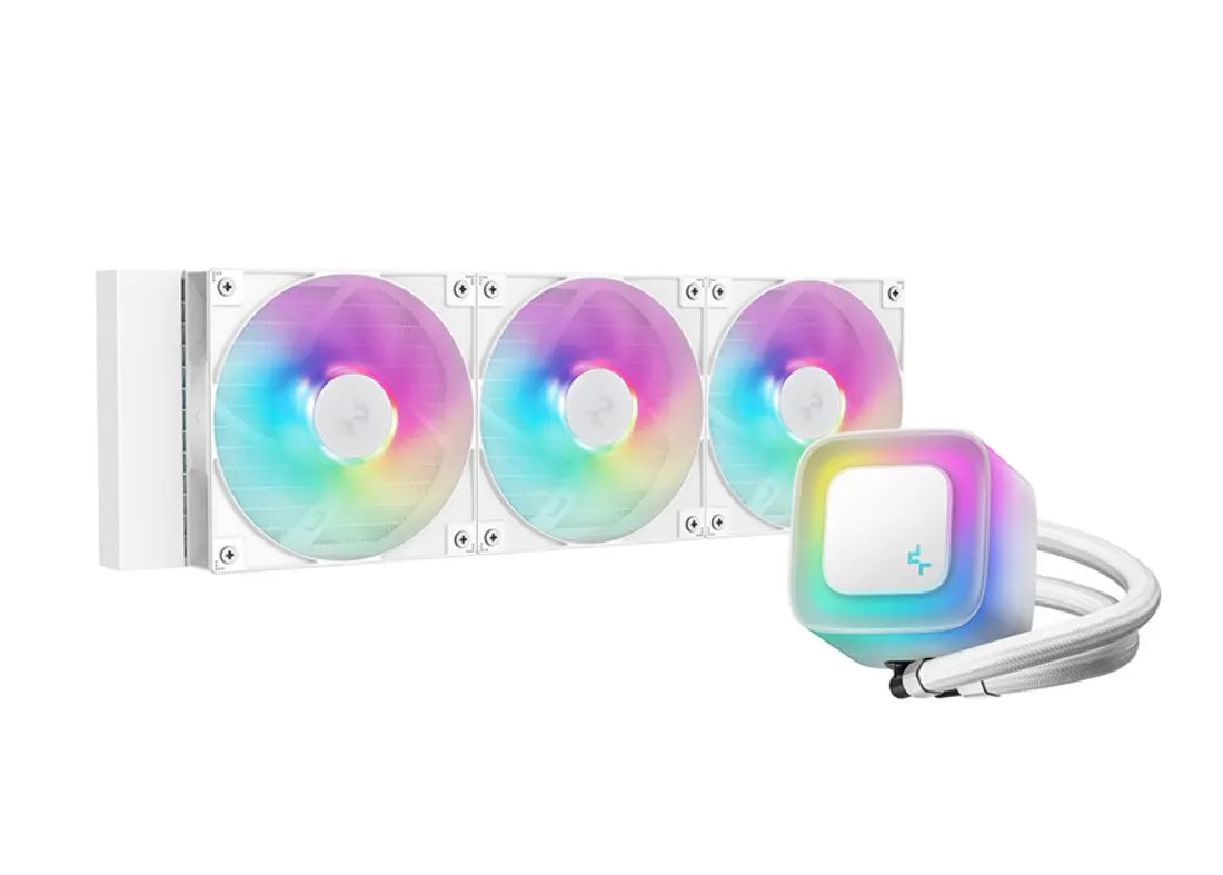 DeepCool LE360 WH V2 WhiteLiquid Cooler 360 mm 6th Gen Pump up to 3400 PWM, Hydro Bearing, IntelL...