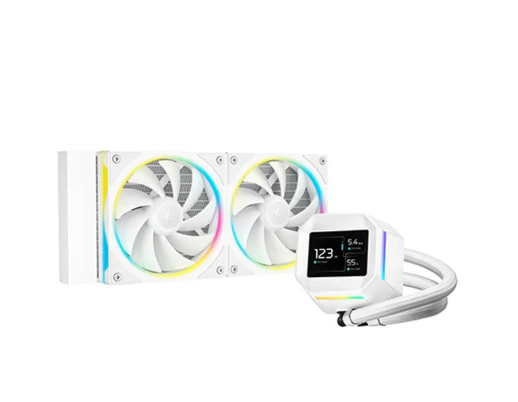 DeepCool LM240 WH ARGB Liquid Cooler With Mini LCD Screen IntelLGA1851/1700/1200/1151/1150/1155 A...