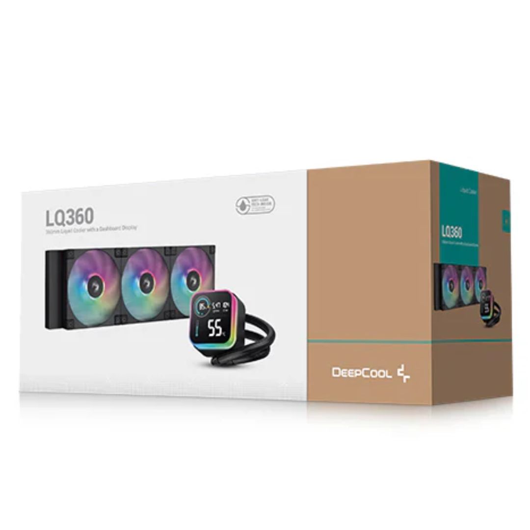 DeepCool LQ360 360mm Liquid Cooler, 3 xFD12 ARGB Fans, Hydro Bearing, LED Digital Display IntelLGA1851/1700/1200/1151/1150/1155/AMDAM5/AM4