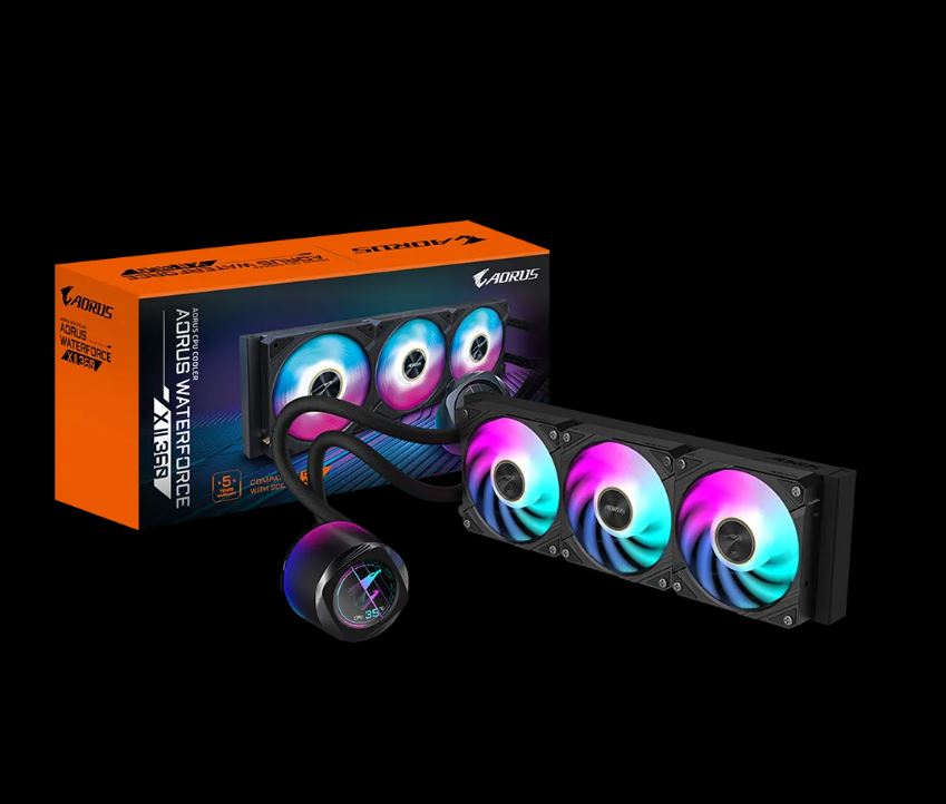 Gigabyte AORUS WATERFORCE X II 360 LCD display AIO liquid cooler, Intel 2066, 2011,1366,115x,1700...