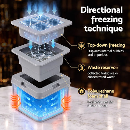 Artiss 5cm Clear Ice Mold Whiskey Large Square Ice Cube Tray - Image 5