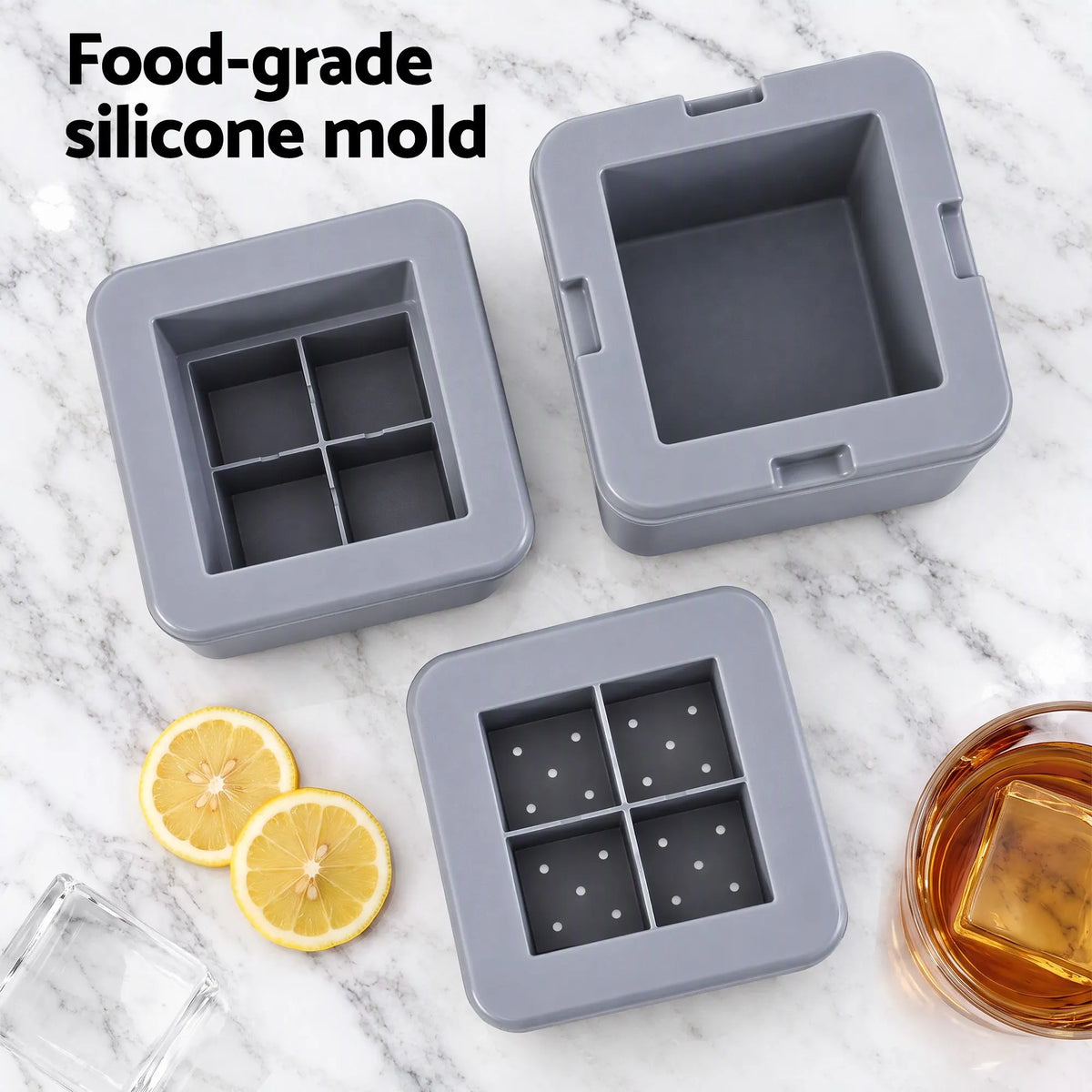 Artiss 5cm Clear Ice Mold Whiskey Large Square Ice Cube Tray - Image 9