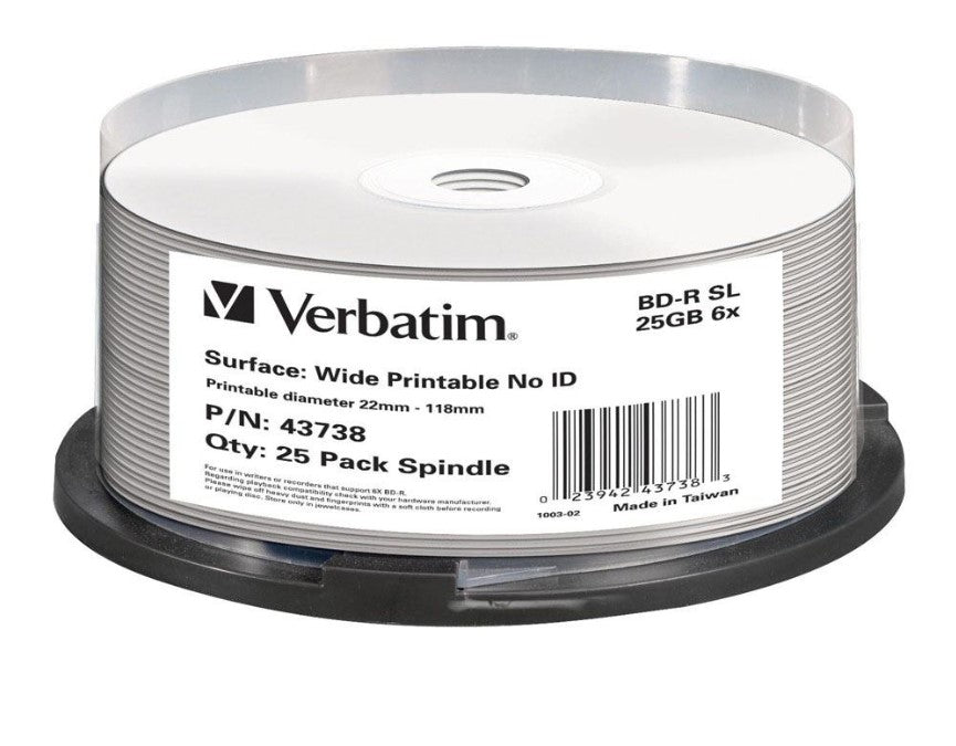 Verbatim Blu-Ray BD-R 25pk 25GB, 6x, Spindle - CDR/RW  DVDR/RW  Media