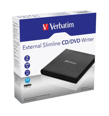 Verbatim External Slimline DVD / CD Writer, Burner, Reader, Player, Ultra Portable for Notebooks,...
