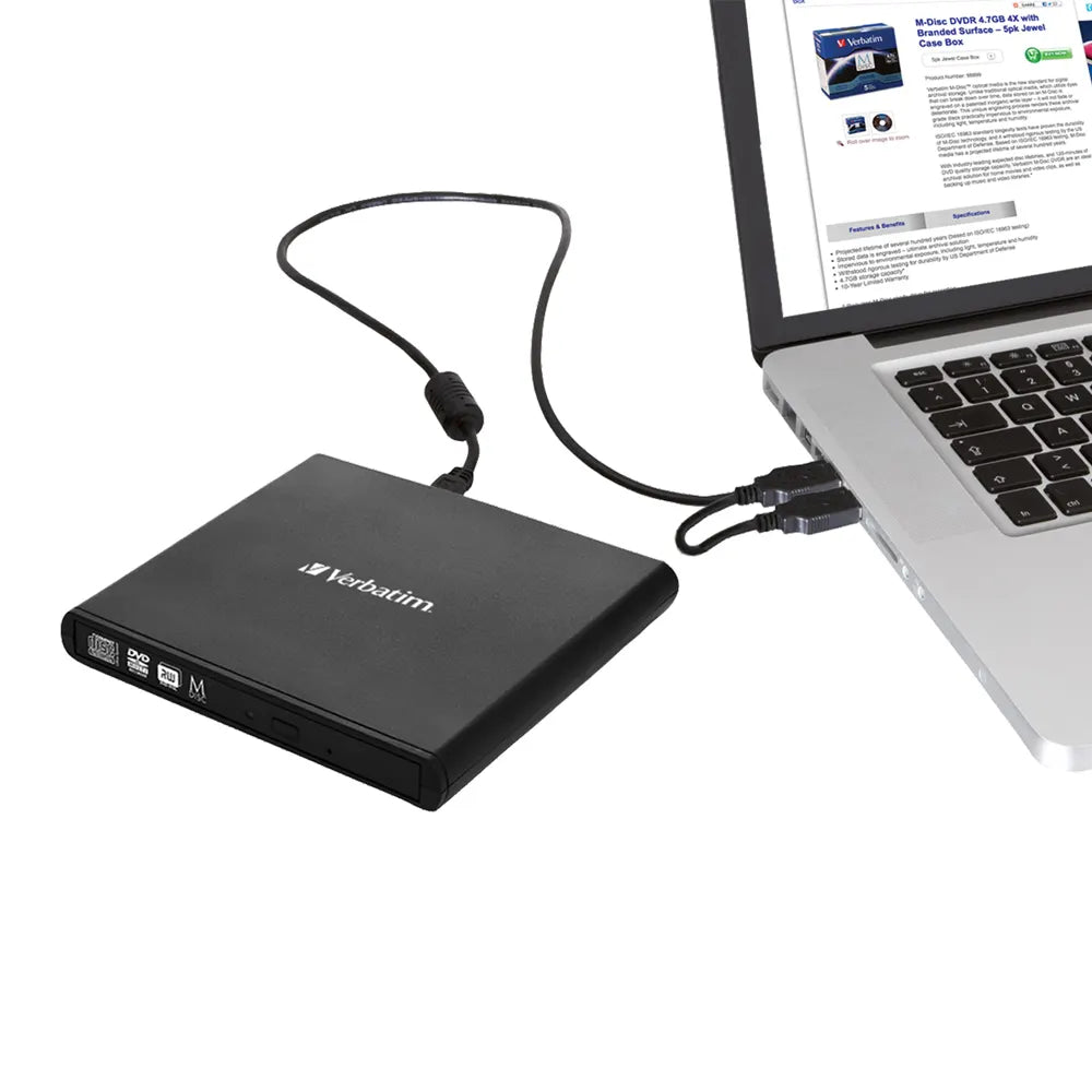 Verbatim External Slimline DVD / CD Writer, Burner, Reader, Player, Ultra Portable for Notebooks,... - Image 4
