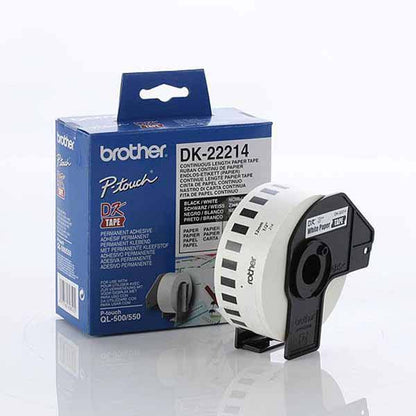 Brother White Paper Roll 12mm x 30.48. DK-22214. For use with QL-500, QL-550, QL-650TD and QL-105...