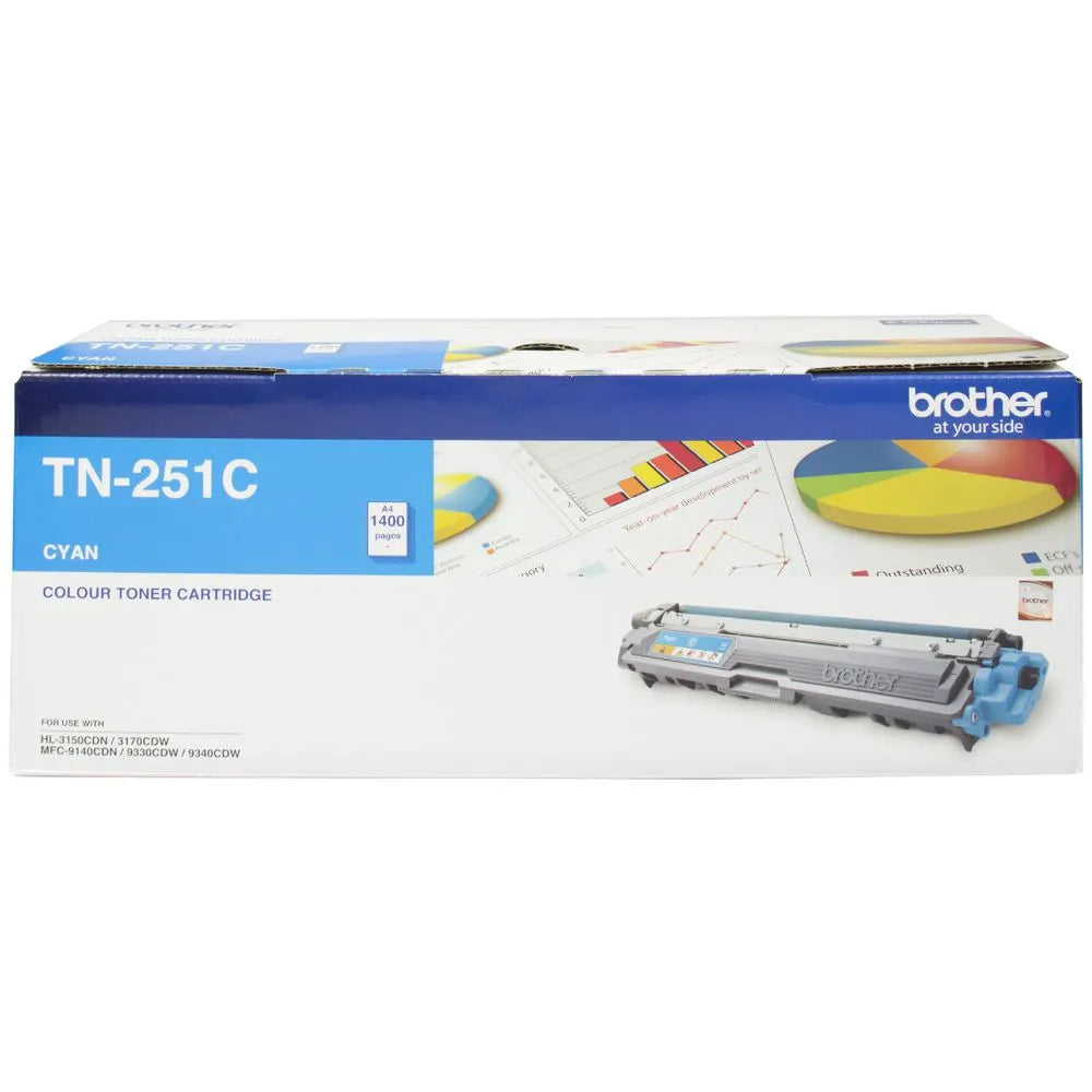Brother TN-251C CYAN TONER CARTRIDGE TO SUIT HL-3150CDN/3170CDW/MFC-9140CDN/9330CDW/9335CDW/9340C...