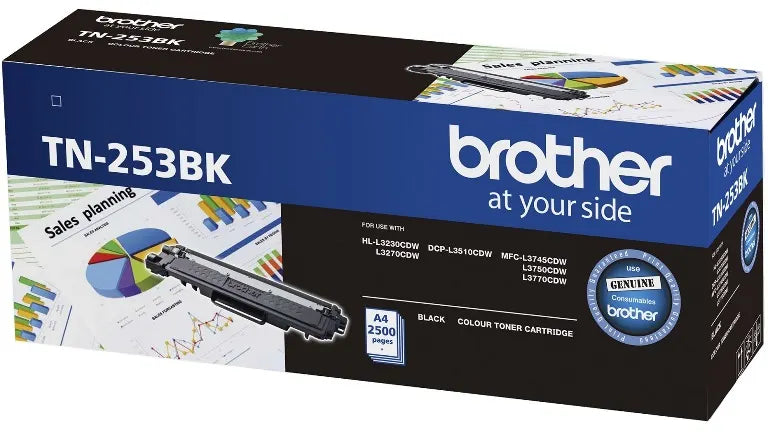 Brother TN-253BK Black Toner Cartridge to Suit -  HL-3230CDW/3270CDW/DCP-L3015CDW/MFC-L3745CDW/L3...