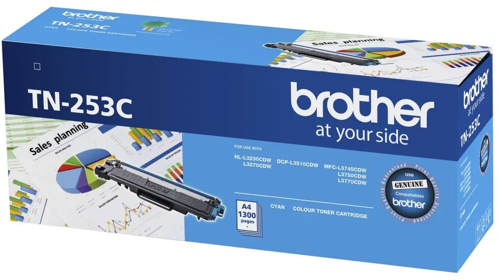 Brother TN-253C Cyan Toner Cartridge to Suit -  HL-3230CDW/3270CDW/DCP-L3015CDW/MFC-L3745CDW/L375...