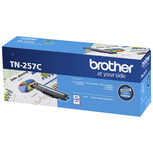Brother TN-257C  Cyan High Yield Toner Cartridge to Suit -  HL-3230CDW/3270CDW/DCP-L3015CDW/MFC-L...