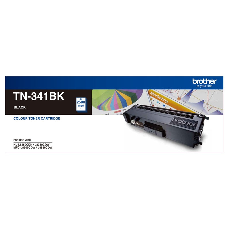 Brother TN-341BK Colour Laser-Standard Yield Black Toner to suit HL-L8250CDN/8350CDW MFC-L8600CDW...