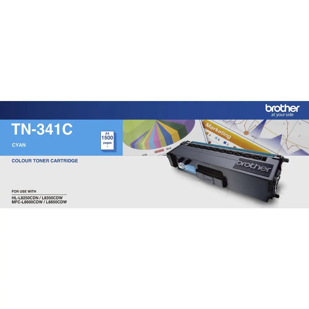 Brother TN-341C Colour Laser Toner- Standard Cyan, HL-L8250CDN/8350CDW MFC-L8600CDW/L8850CDW - 15...