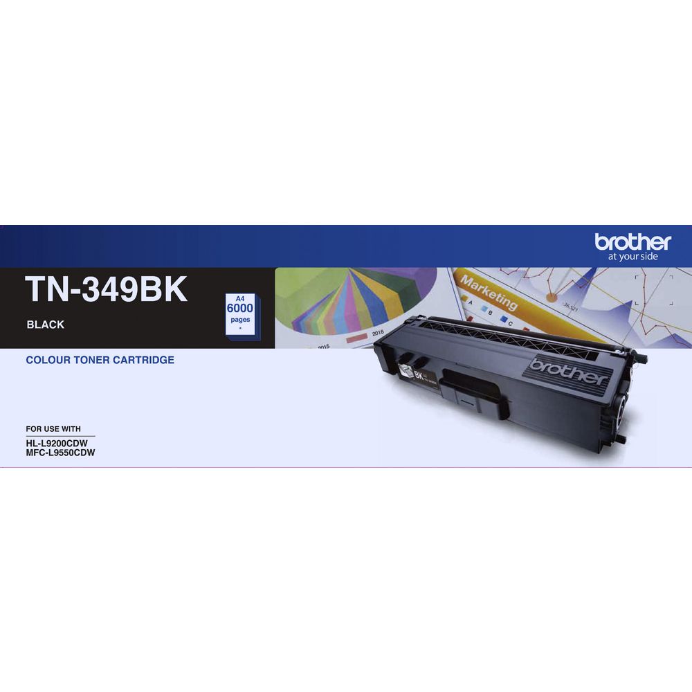 Brother TN-349BK Super High Yield Black Toner- HL-L9200CDW MFC-L9550CDW - 6000Pages - Printer Con...