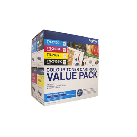 Brother TN-240 - COLOUR LASER TONER - 4 COLOUR PACK OF TN-240 LASER TONER, CONTAINS BLACK, CYAN,...