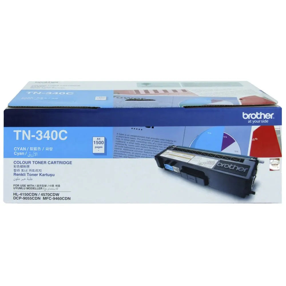 Brother TN-340C Colour Laser Toner - Standard Yield Cyan, HL-4150CDN/4570CDW, DCP-9055CDN, MFC-94...