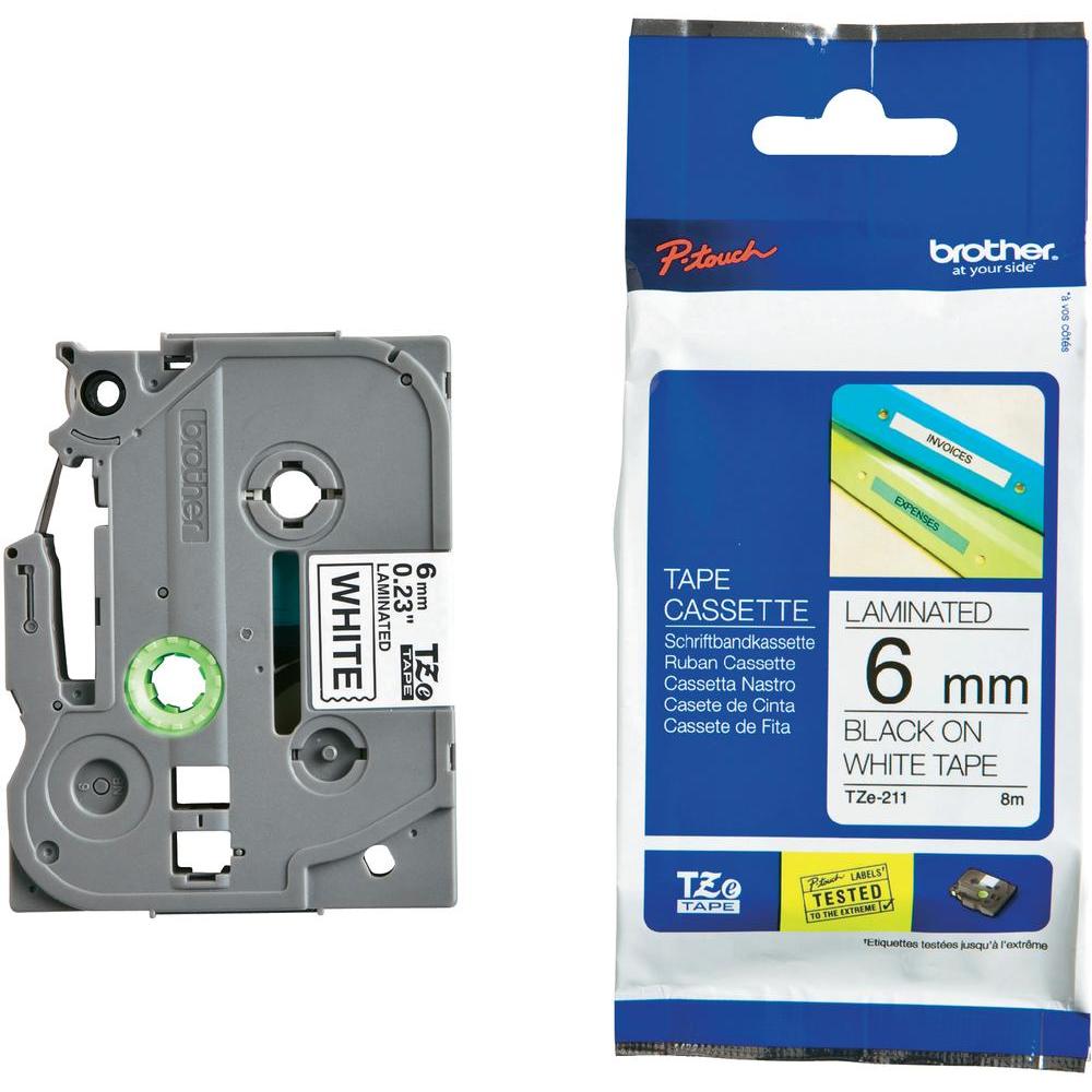 Brother 6mm Black on White TZE Tape - Scanner and Labeller