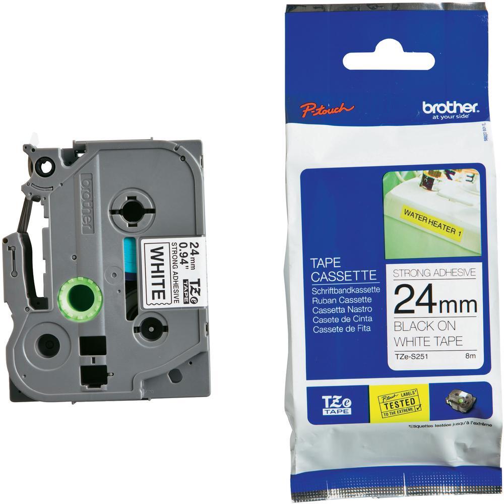 Brother 24MM Black White Tape Strong Adhesive TZE Tape - Scanner and Labeller