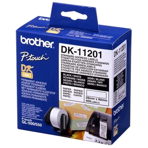 Brother WHITE STANDARD ADDRESS LABELS, 29MM X 90MM 400 LABELS PER ROLL Brother White Standa - Sca...