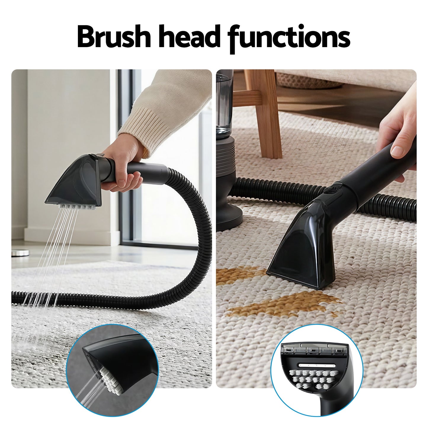 Devanti Carpet Washer Handheld Vacuum Cleaner 1700W 11kpa Rapid Heating Black - Image 4