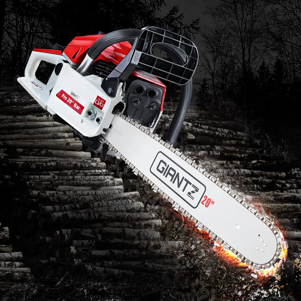 Giantz Chainsaw Petrol 58CC 20" Bar Commercial E-Start Pruning Chain Saw White - Image 8