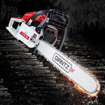 Giantz Chainsaw Petrol 58CC 20" Bar Commercial E-Start Pruning Chain Saw White - Image 8