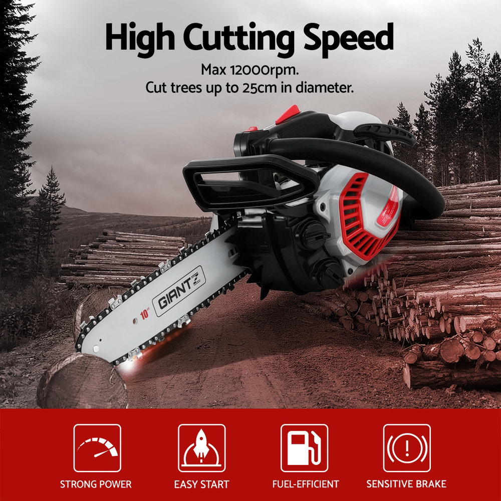 Giantz 25CC Petrol Chainsaw 10'' Bar Chain Saw Lightweight for Pruning Cutting - Image 4
