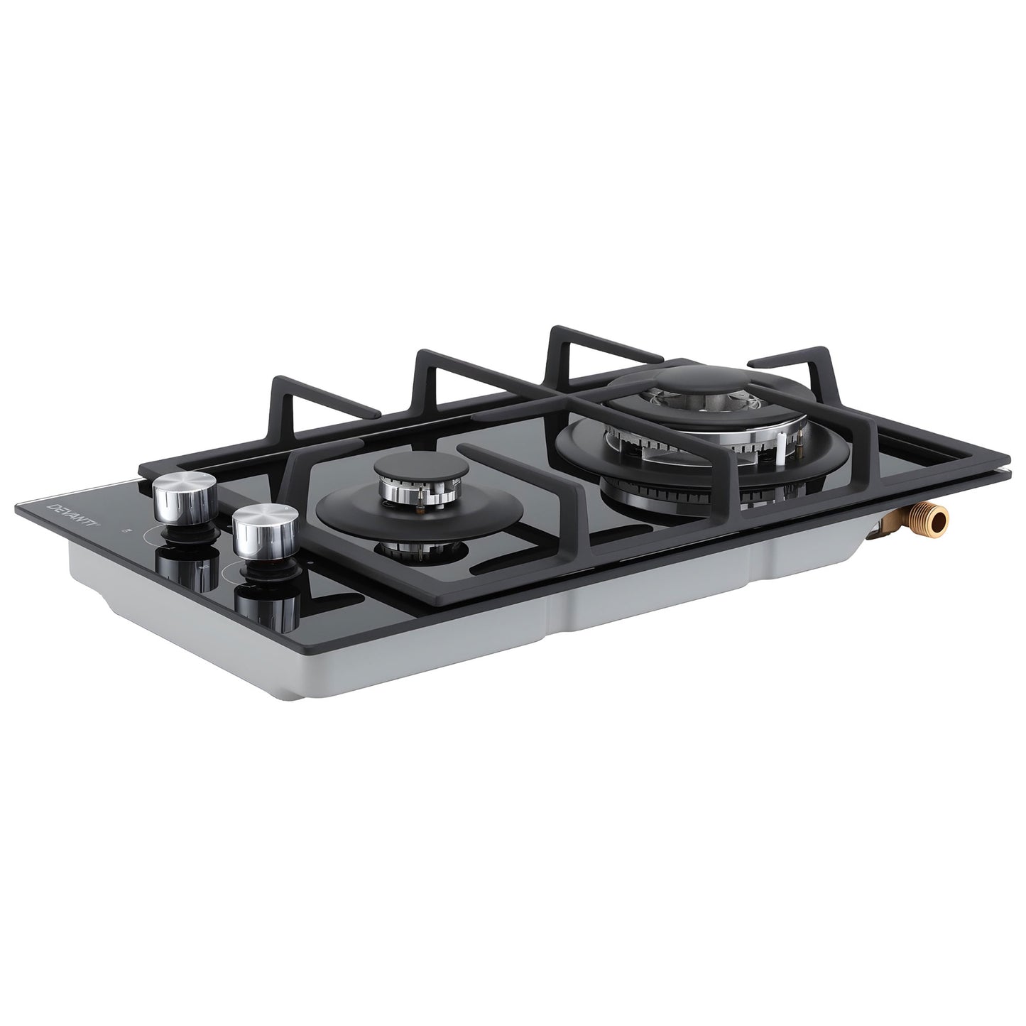 Devanti Gas Cooktop 30cm 2 Burner Built-in Stove Glass Cook Top NG LPG Wok Burner - Image 3