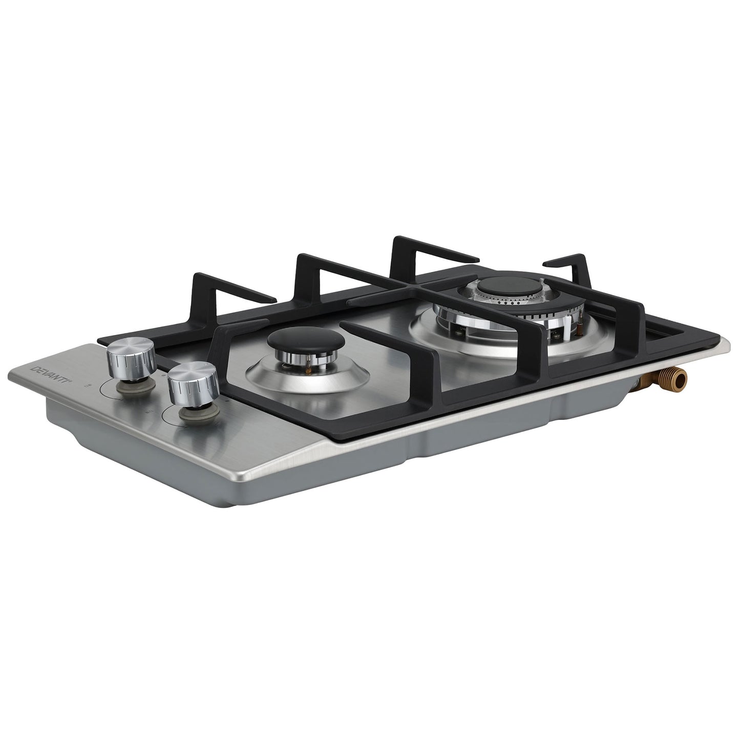 Devanti Gas Cooktop 30cm 2 Burner Silver - Image 3