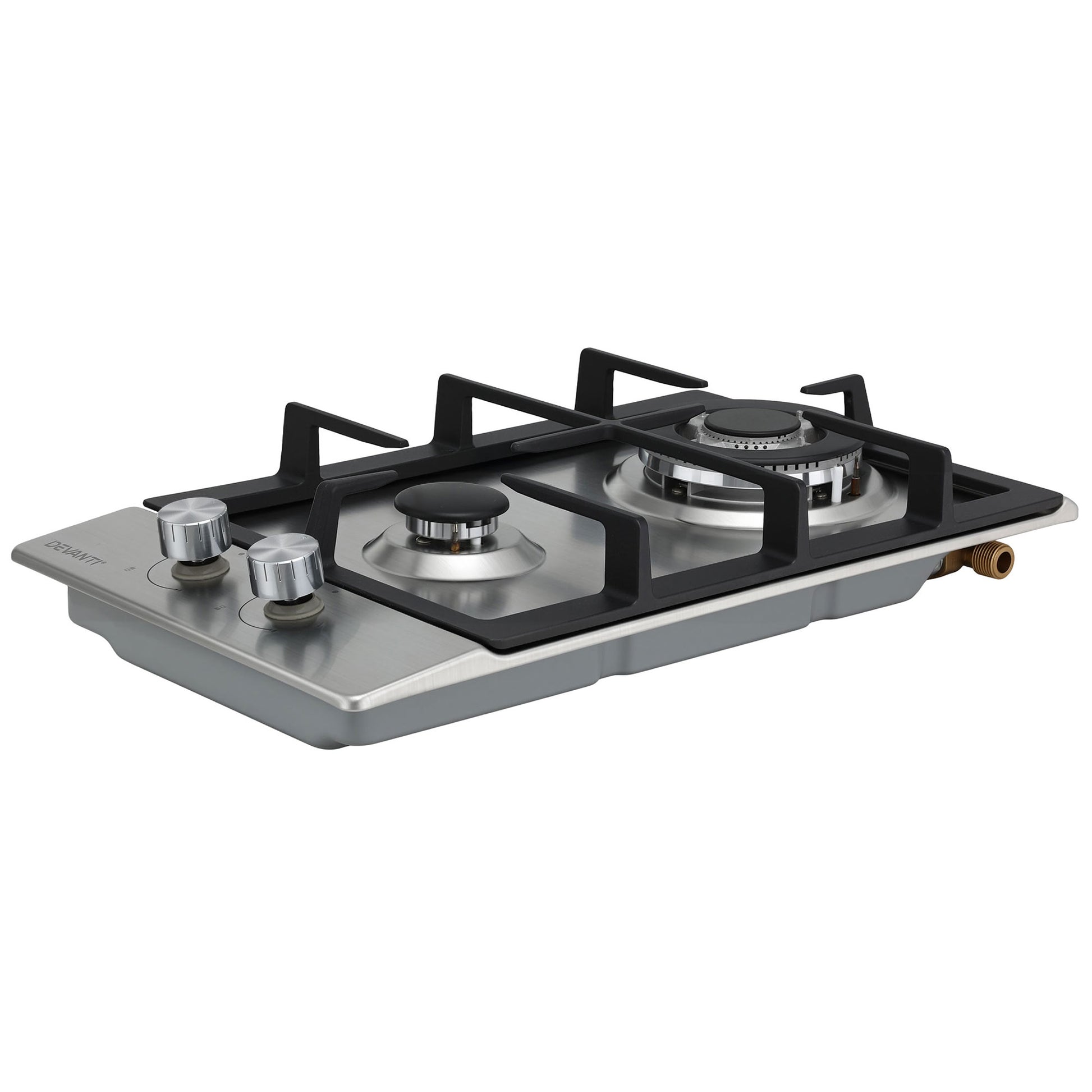 Devanti Gas Cooktop 30cm 2 Burner Silver - Image 3