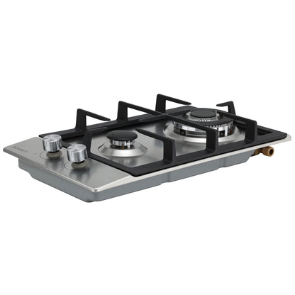 Devanti Gas Cooktop 30cm 2 Burner Silver - Image 3