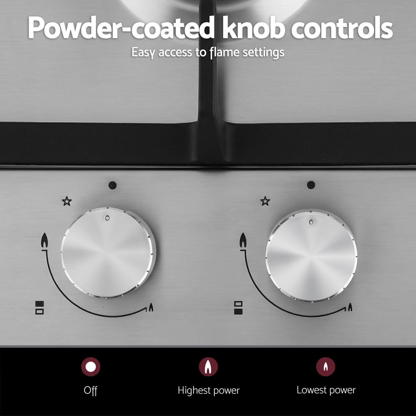 Devanti Gas Cooktop 30cm 2 Burner Silver - Image 8