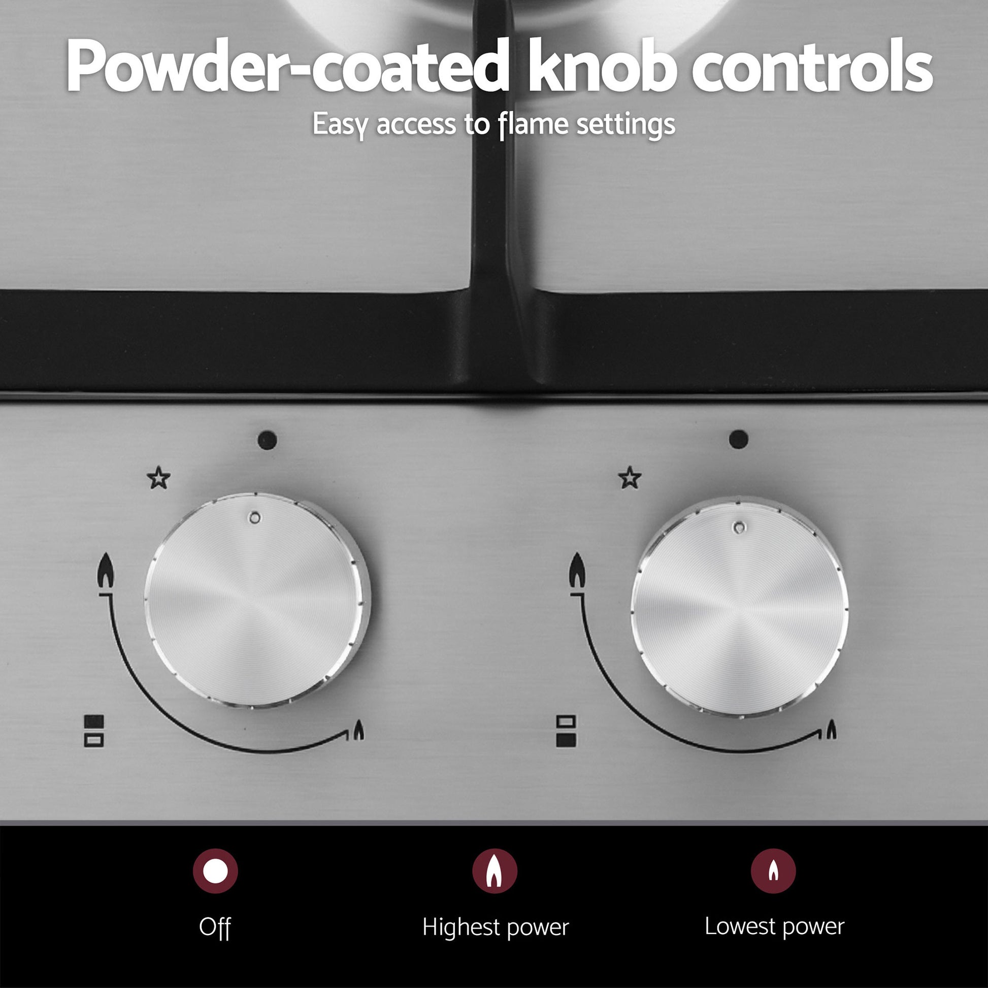 Devanti Gas Cooktop 30cm 2 Burner Silver - Image 8