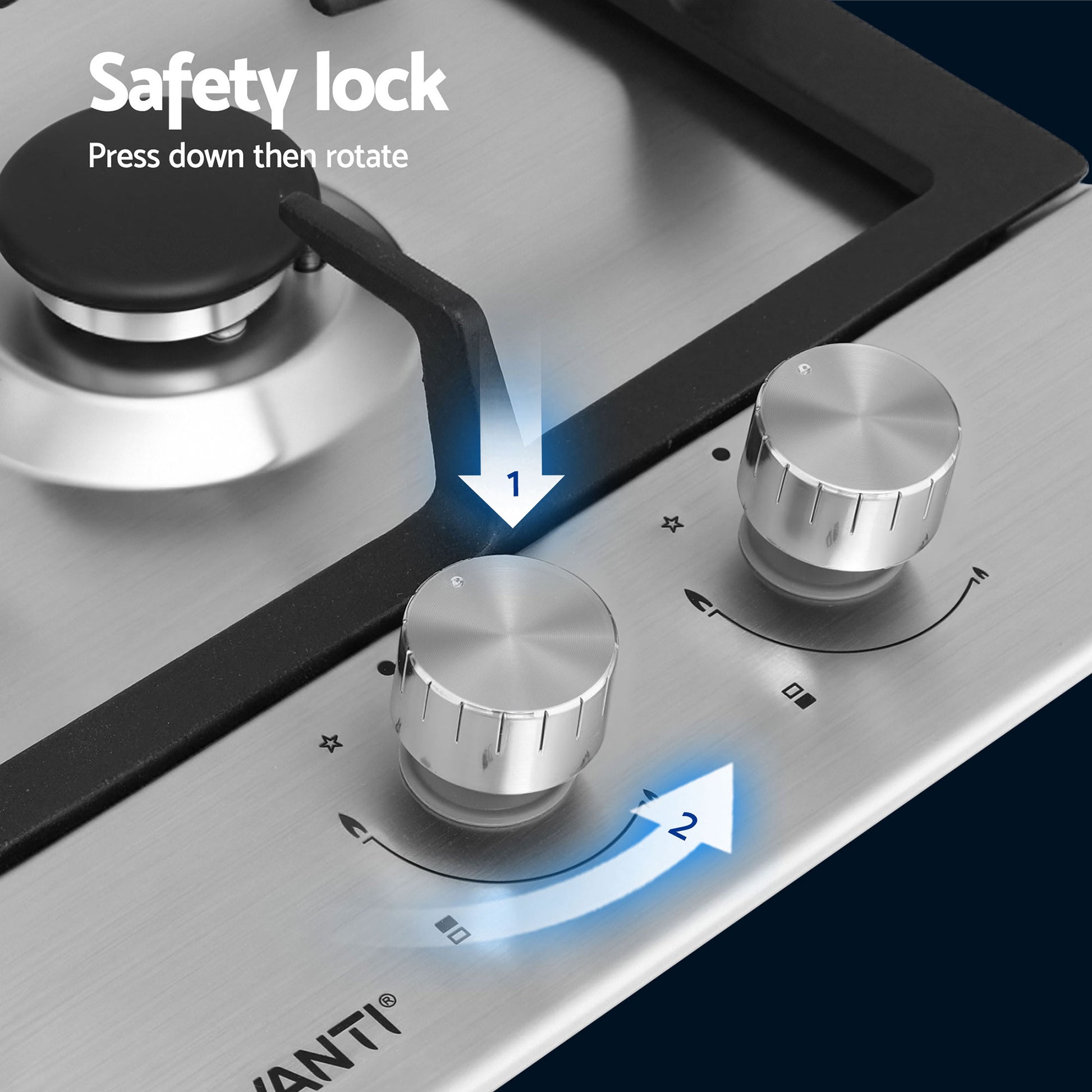 Devanti Gas Cooktop 30cm 2 Burner Silver - Image 9
