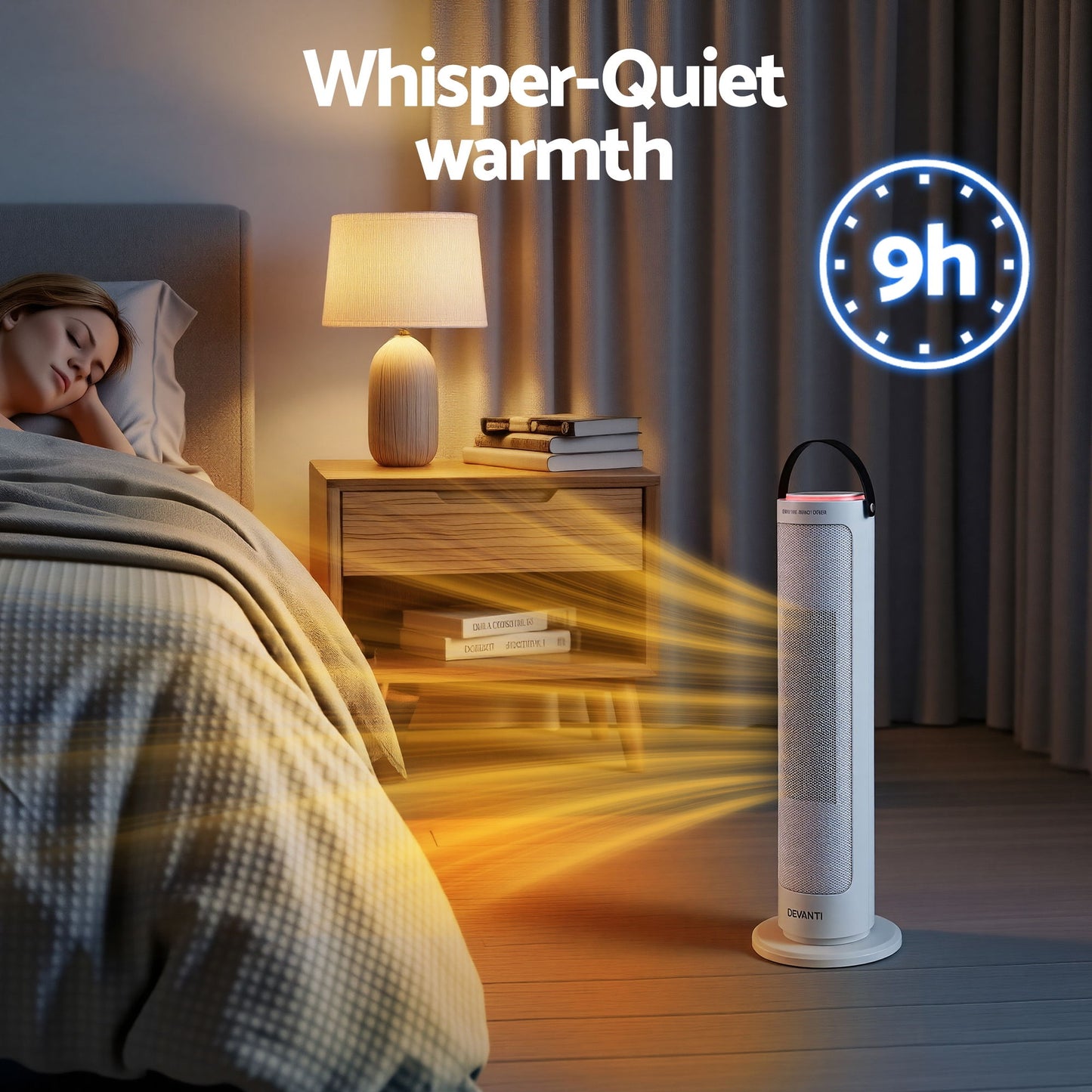 Devanti 2000W Ceramic Tower Heater Space Heaters Oscillating Indoor White - Image 7