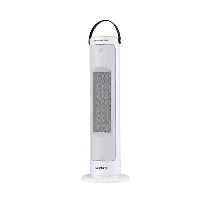 Devanti 2000W Ceramic Tower Heater Space Heaters Oscillating Indoor White - Image 9