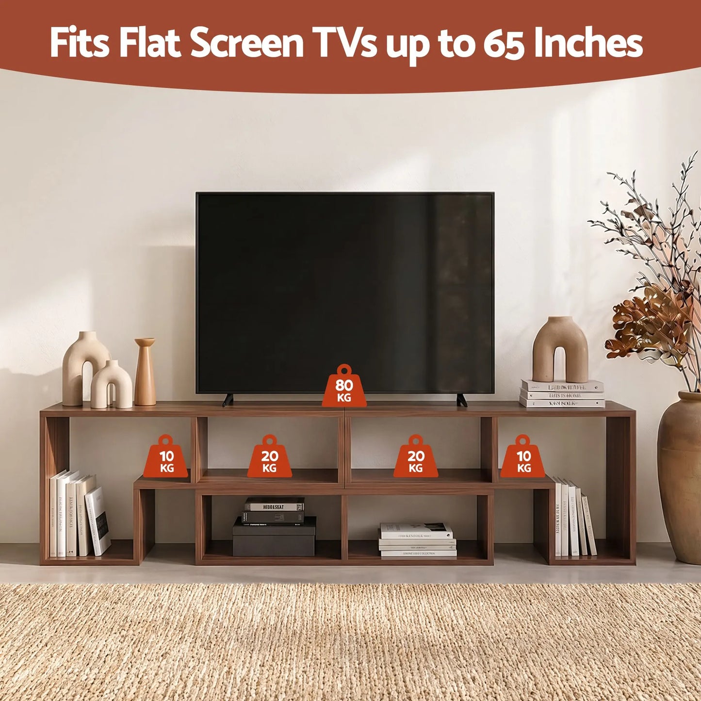 Artiss Modular TV Stand 3 Piece Entertainment Unit Adjustable Bookcase Shelf - Image 4