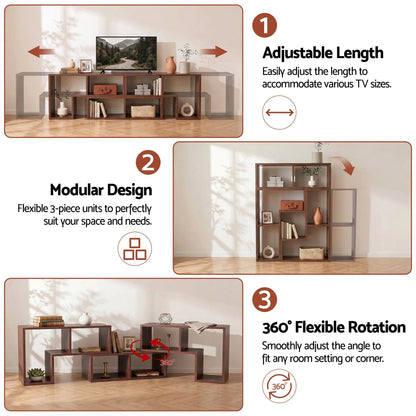 Artiss Modular TV Stand 3 Piece Entertainment Unit Adjustable Bookcase Shelf - Image 5