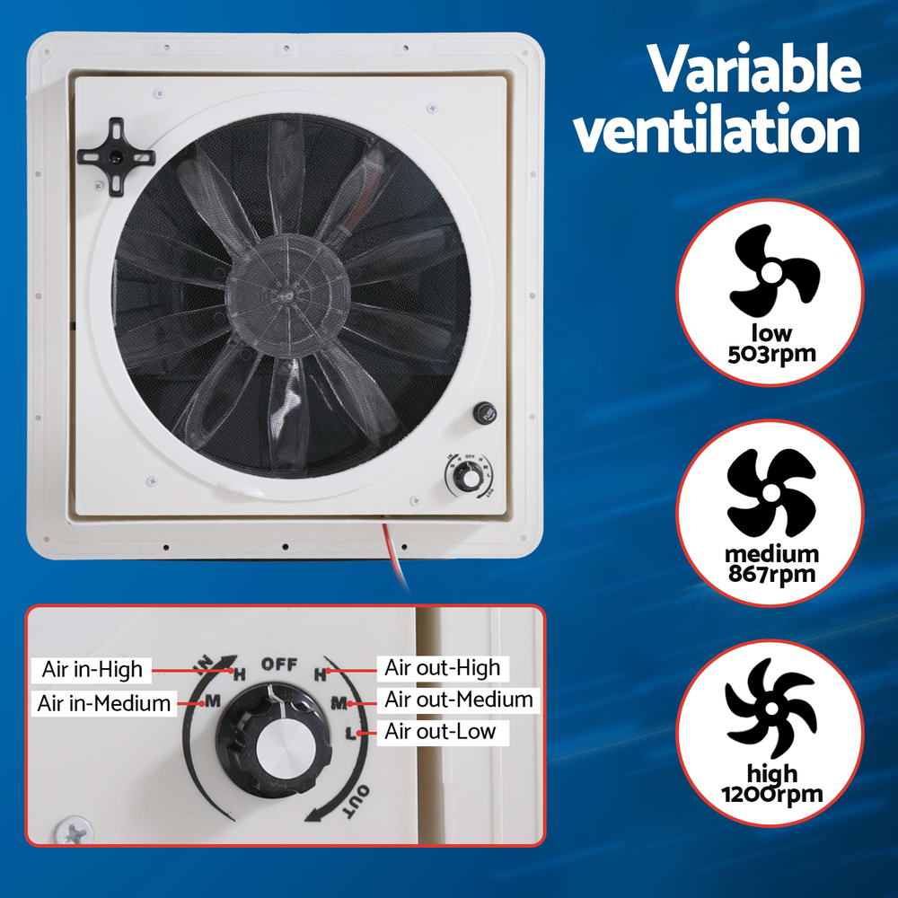 Weisshorn Caravan Air Vent Roof Hatch 12V Shower Fan Reversible Airlfow Rainy Use Camper - Image 5