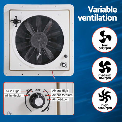 Weisshorn Caravan Air Vent Roof Hatch 12V Shower Fan Reversible Airlfow Rainy Use Camper - Image 5