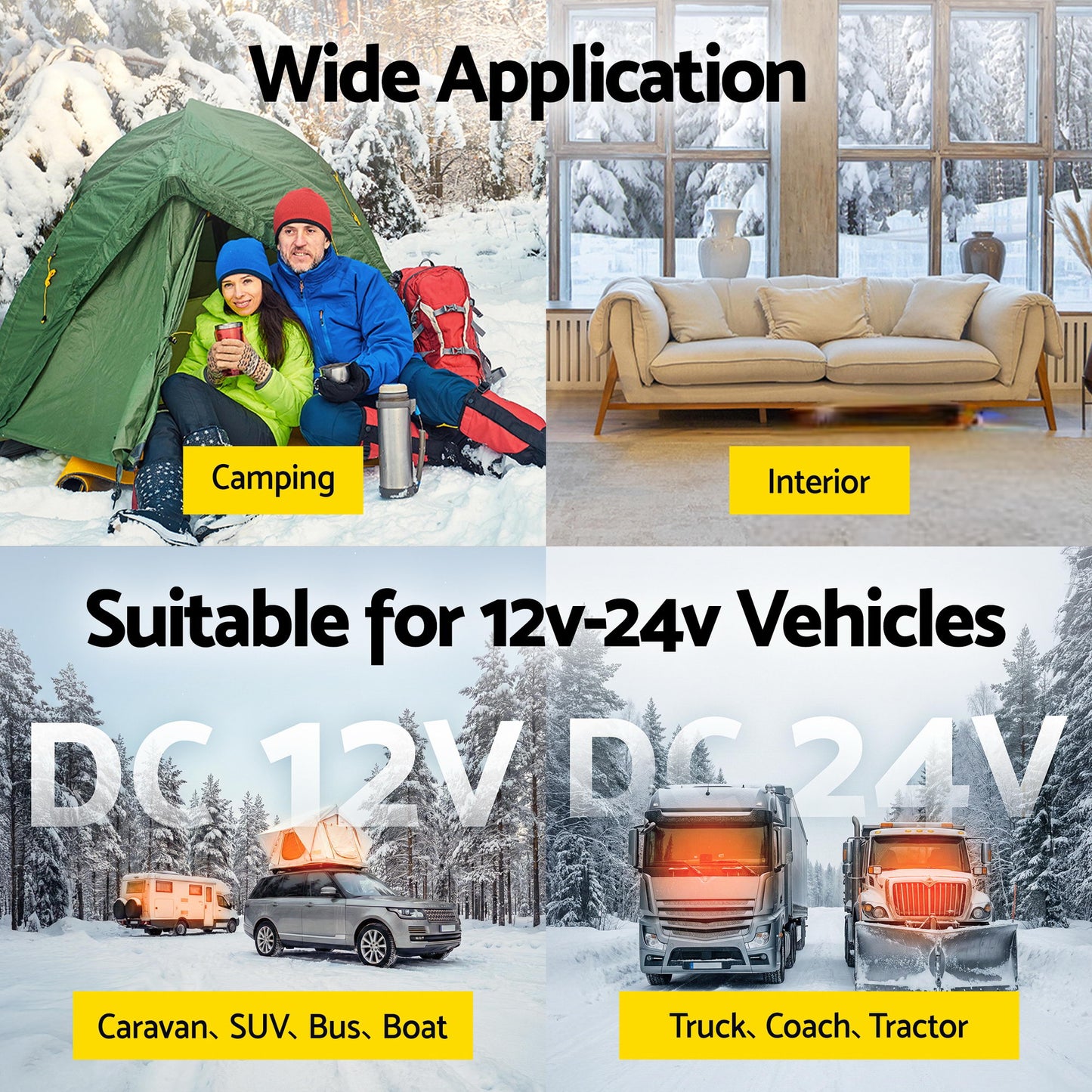 Giantz Diesel Air Heater 12-24V 2KW LCD Display Remote Control for Car Bus RV Indoor Black - Image 6