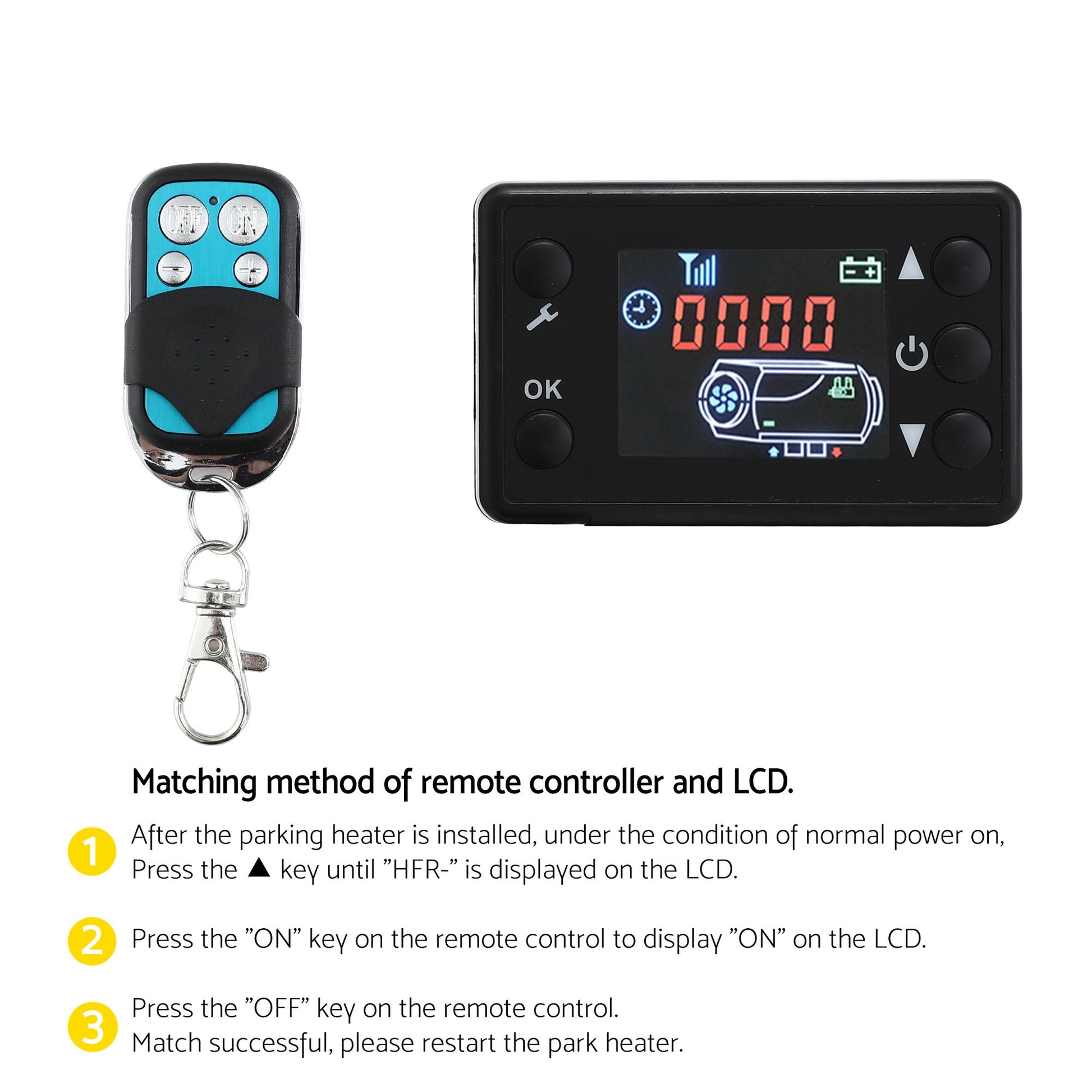 Giantz Diesel Air Heater 12-24V 2KW LCD Display Remote Control for Car Bus RV Indoor Black - Image 9