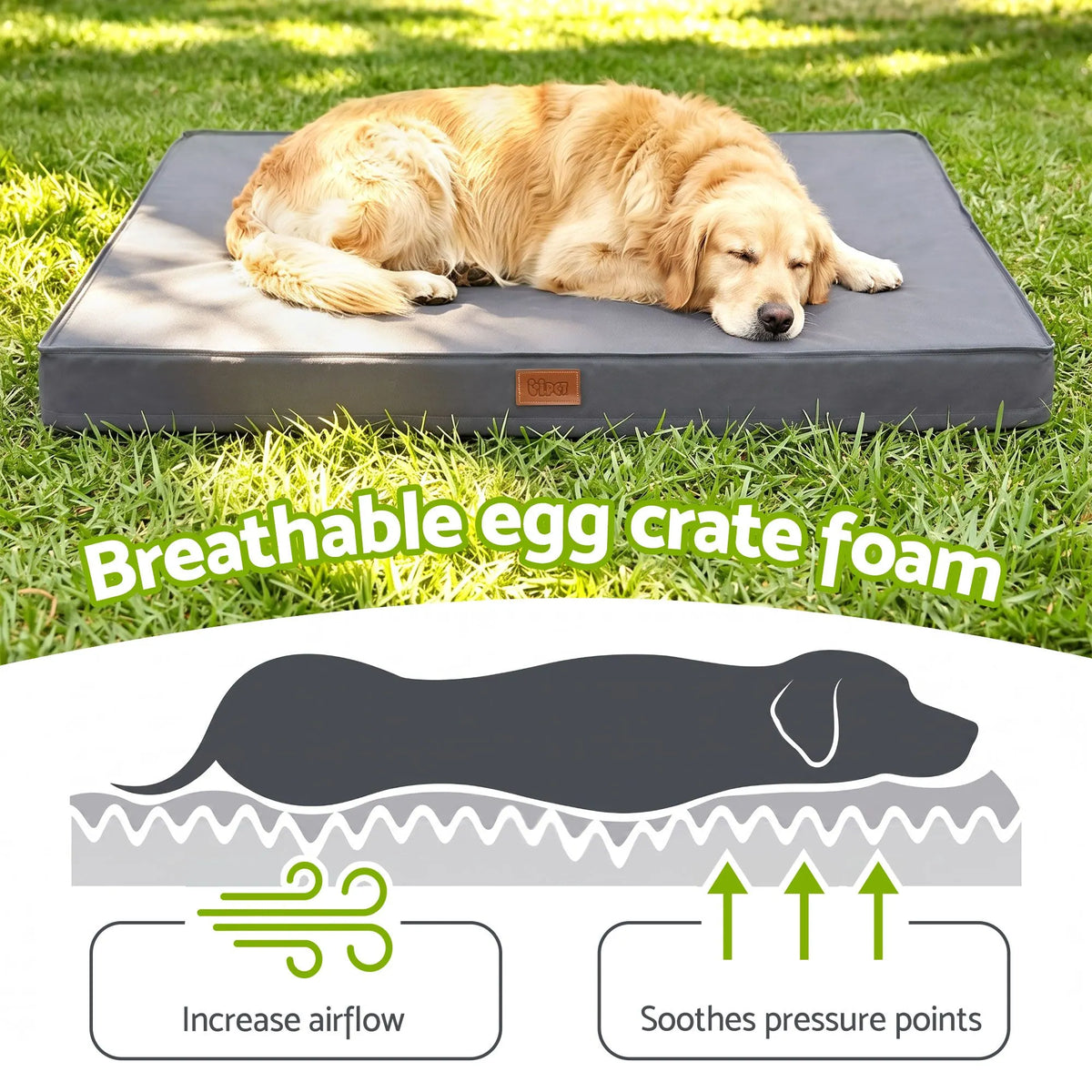 i.Pet Dog Bed XL Water-resistant Egg Crate Foam Orthopedic Pet Mat Grey - Image 2