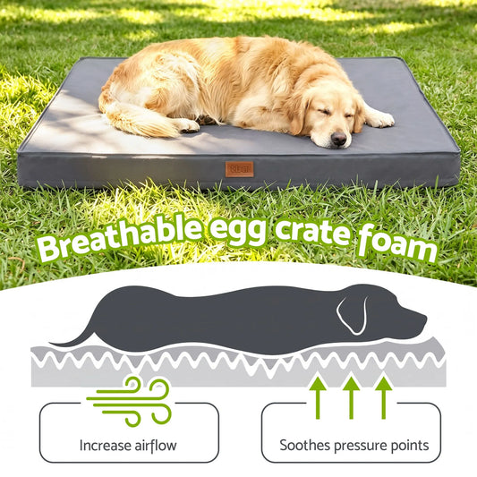 i.Pet Dog Bed XL Water-resistant Egg Crate Foam Orthopedic Pet Mat Grey - Image 2