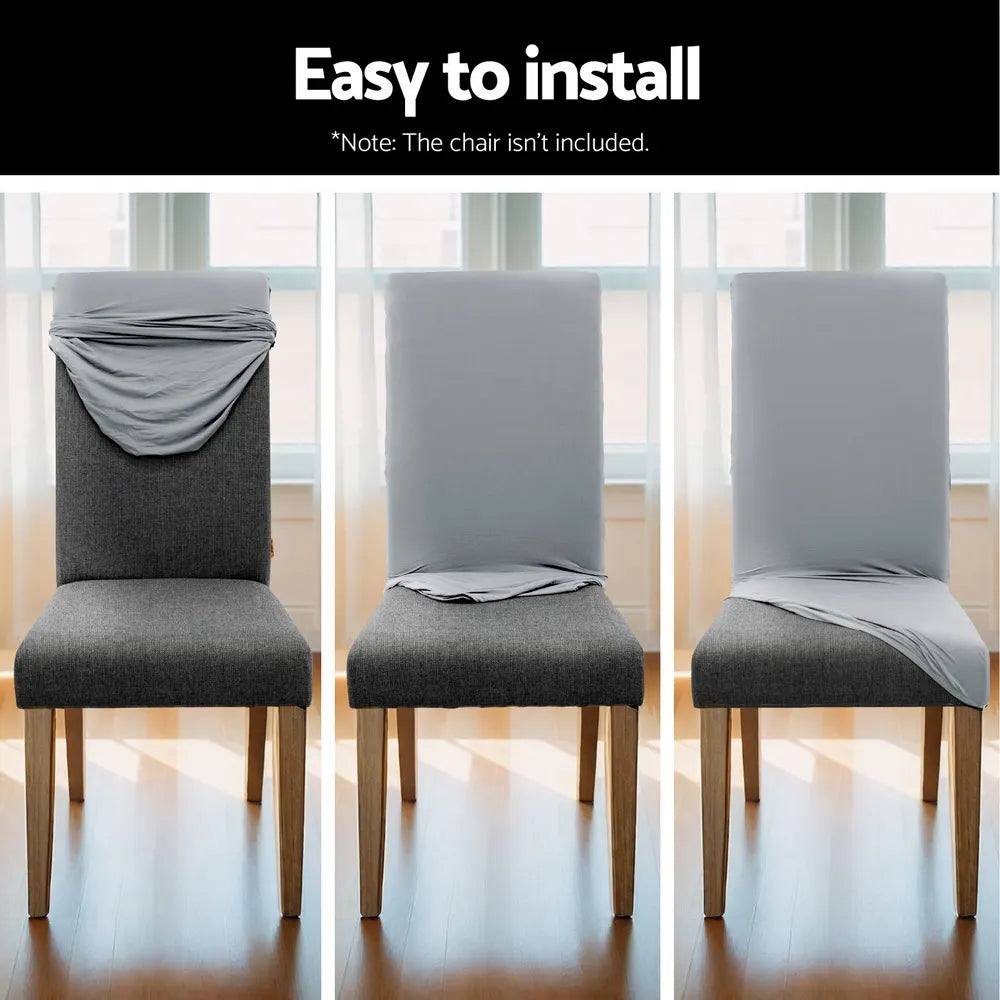 Artiss Dining Chair Covers 4x Slipcovers Spandex Stretch Banquet Wedding Grey - Image 6
