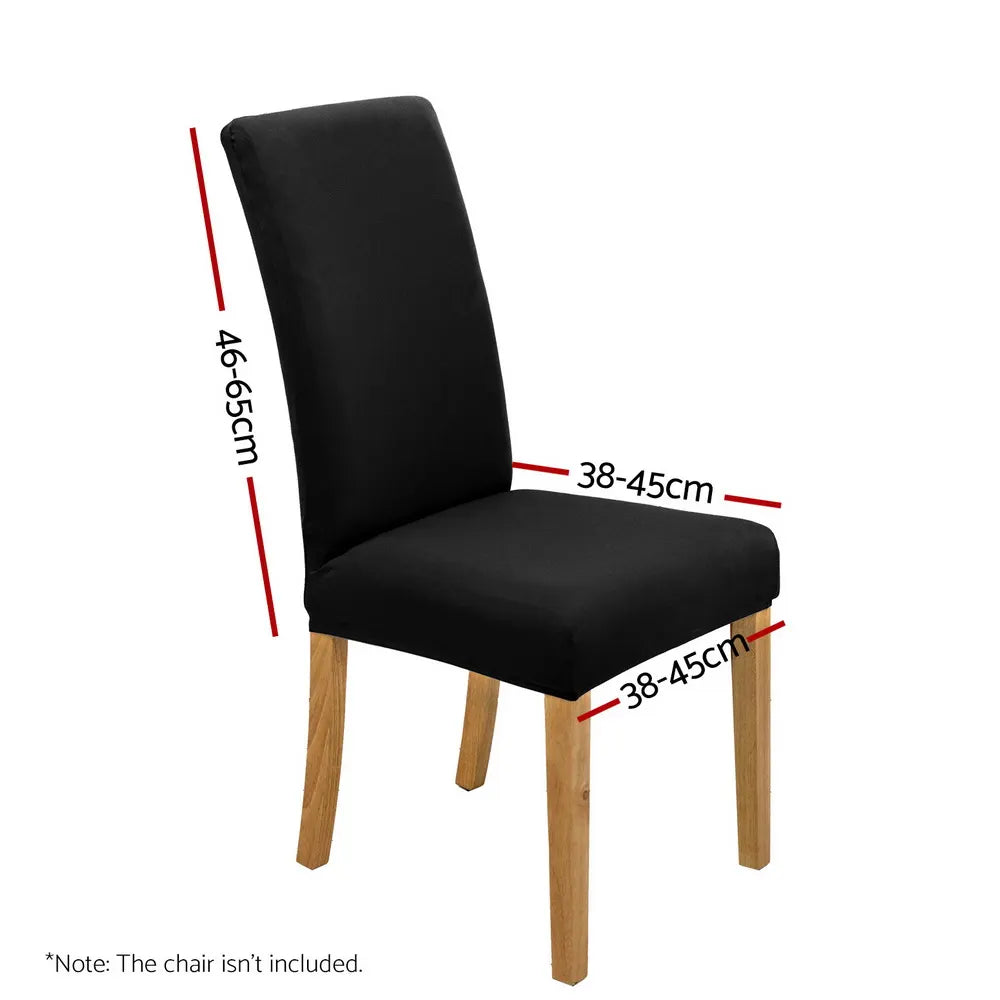 Artiss Dining Chair Covers 6x Slipcovers Spandex Stretch Banquet Wedding Black - Image 2