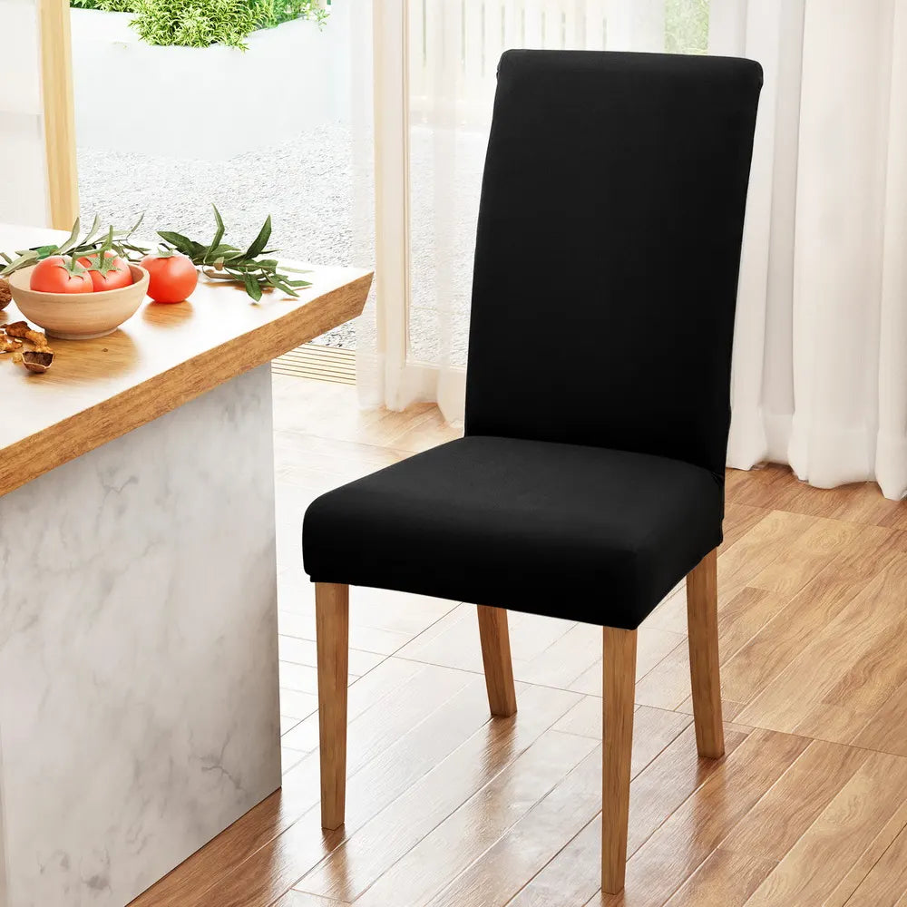 Artiss Dining Chair Covers 6x Slipcovers Spandex Stretch Banquet Wedding Black - Image 5
