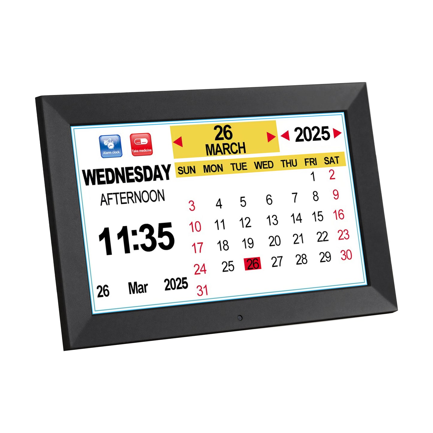 Artiss 10" Digital Day Clock Alarm Calendar Dementia Date Week Desk Clocks Black - Image 2