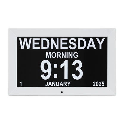 Artiss 10" Digital Day Clock Alarm Calendar Dementia Date Week Desk Clocks White - Image 4