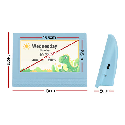 Artiss 7" Digital Day Clock Calendar Alarm LCD Children Sleep Trainer Clocks Blue - Image 3